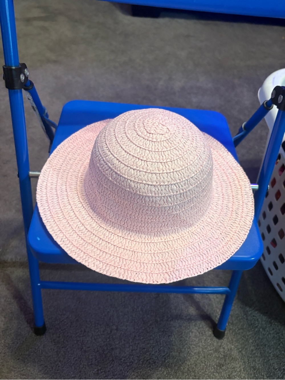 Kids Pink Straw Sun Hat - Lightweight Beach Hat